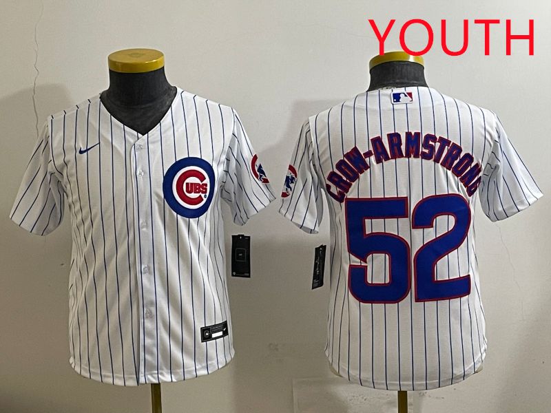 Youth 2025 Chicago Cubs #52 Crow-Armstrong White Stripe Game Nike MLB Jersey style 1
